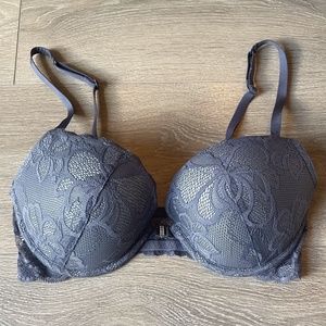 LaSenza Gray Lace Dbl Pushup Bra (32D)